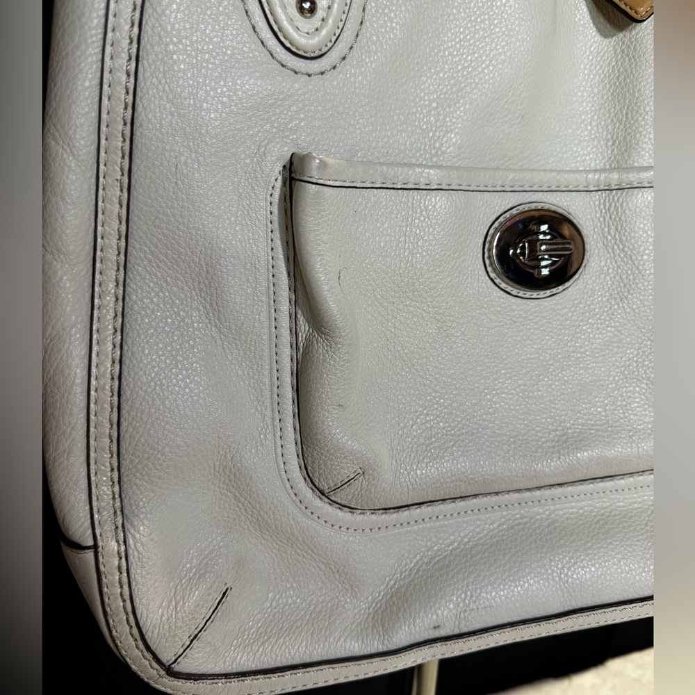 Coach 24081 white leather Y2K vintage chain shoulder strap tote bag - Picture 14 of 14